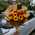 Premium Sunflower & Roses Bouquet